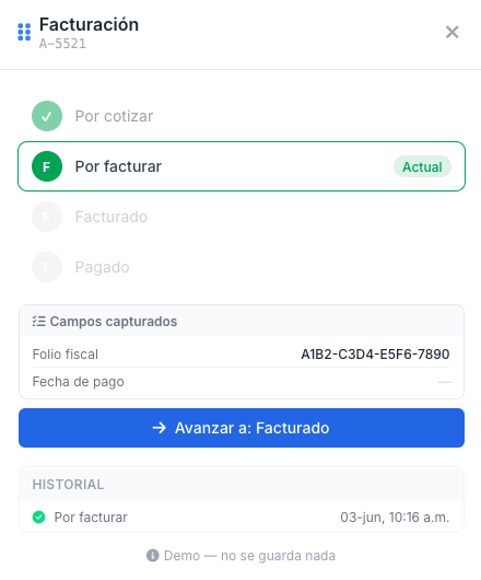 Tablero de etapas